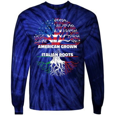 American Grown Italian Roots Half America Italy Usa Us Flag Tie-Dye Long Sleeve Shirt