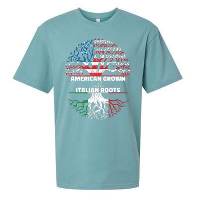 American Grown Italian Roots Half America Italy Usa Us Flag Sueded Cloud Jersey T-Shirt