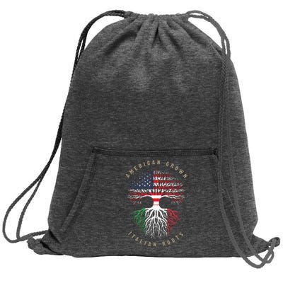 American Grown Italian Roots Italy Flag Sweatshirt Cinch Pack Bag