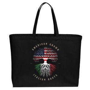 American Grown Italian Roots Italy Flag Cotton Canvas Jumbo Tote