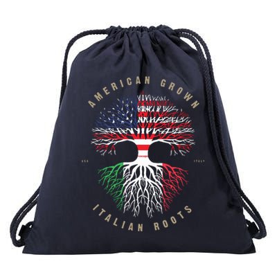 American Grown Italian Roots Italy Flag Drawstring Bag