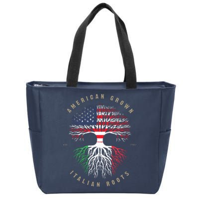 American Grown Italian Roots Italy Flag Zip Tote Bag