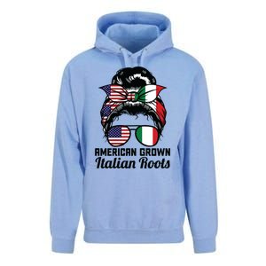 American Grown Italian Roots Messy Bun Italy Unisex Surf Hoodie