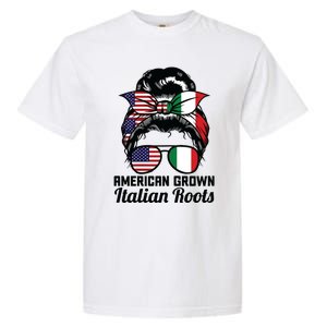 American Grown Italian Roots Messy Bun Italy Garment-Dyed Heavyweight T-Shirt