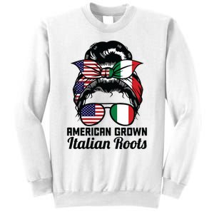 American Grown Italian Roots Messy Bun Italy Sweatshirt