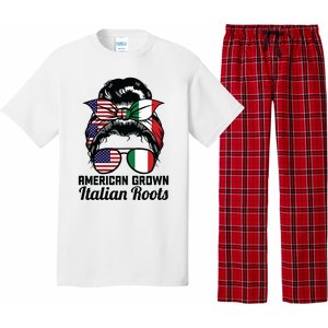 American Grown Italian Roots Messy Bun Italy Pajama Set