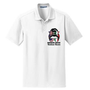 American Grown Italian Roots Messy Bun Italy Dry Zone Grid Polo