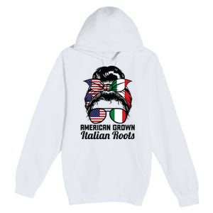 American Grown Italian Roots Messy Bun Italy Premium Pullover Hoodie