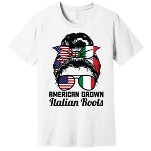 American Grown Italian Roots Messy Bun Italy Premium T-Shirt