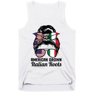 American Grown Italian Roots Messy Bun Italy Tank Top