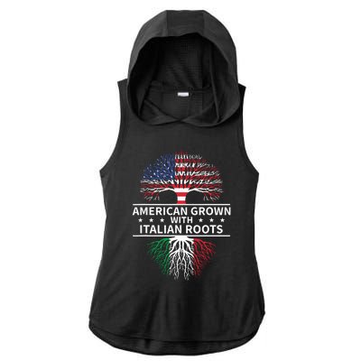 American Grown Italian Roots Shirts Italy Ladies PosiCharge Tri-Blend Wicking Draft Hoodie Tank