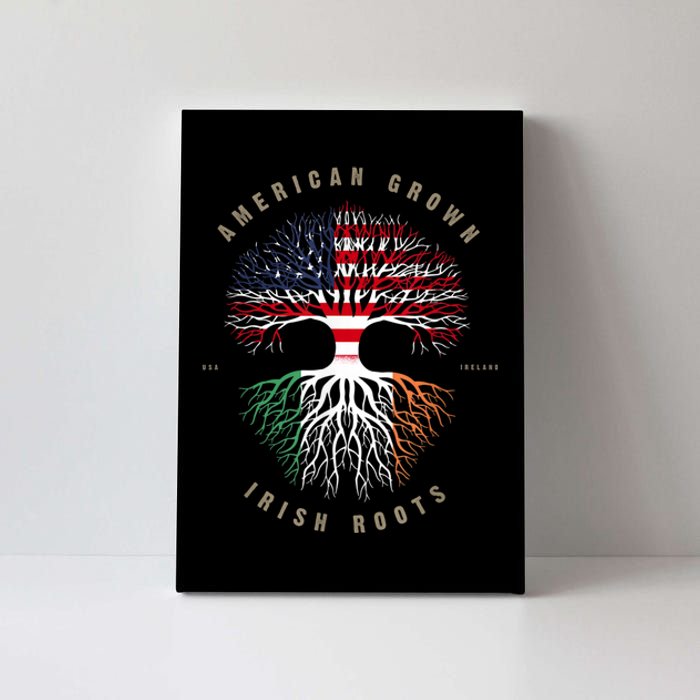 American Grown Irish Roots Ireland Flag Canvas