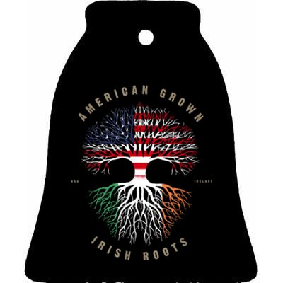 American Grown Irish Roots Ireland Flag Ceramic Bell Ornament