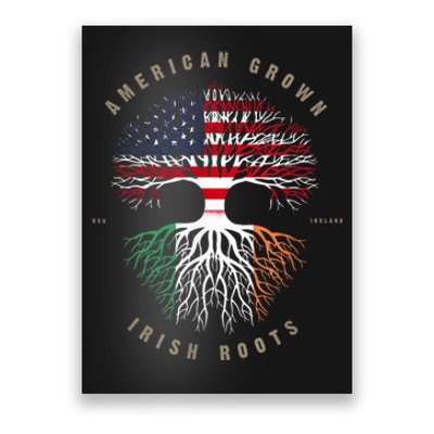 American Grown Irish Roots Ireland Flag Poster