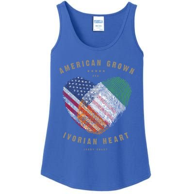 American Grown Ivorian Heart Love Ivory Coast Flag Gift Ladies Essential Tank