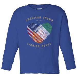 American Grown Ivorian Heart Love Ivory Coast Flag Gift Toddler Long Sleeve Shirt