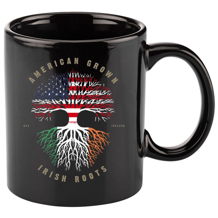 American Grown Irish Roots Ireland Flag TShirt TShirt 11oz C Handle Ceramic Mug
