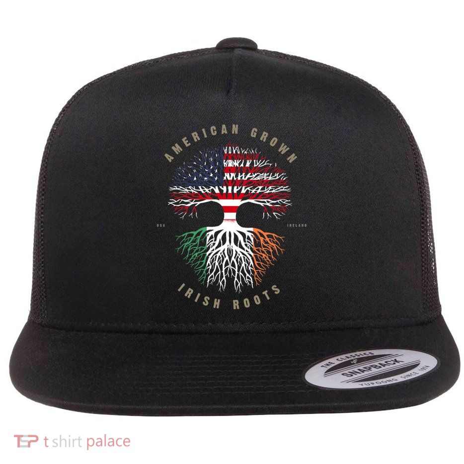 American Grown Irish Roots Ireland Flag TShirt TShirt Flatbill Hat