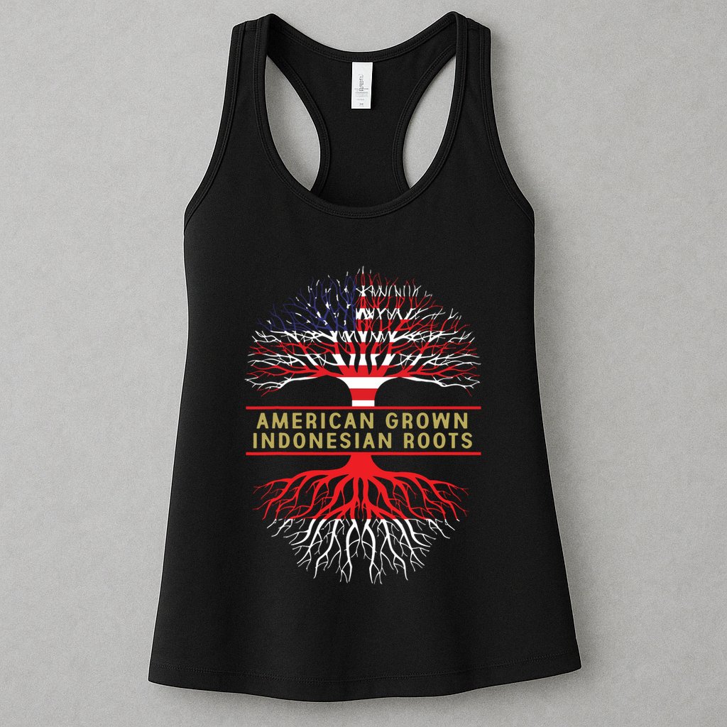 American Grown Indonesian Roots America Indonesia Tree Flag Womens Tank Top
