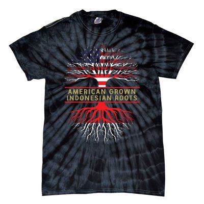 American Grown Indonesian Roots America Indonesia Tree Flag Tie-Dye T-Shirt