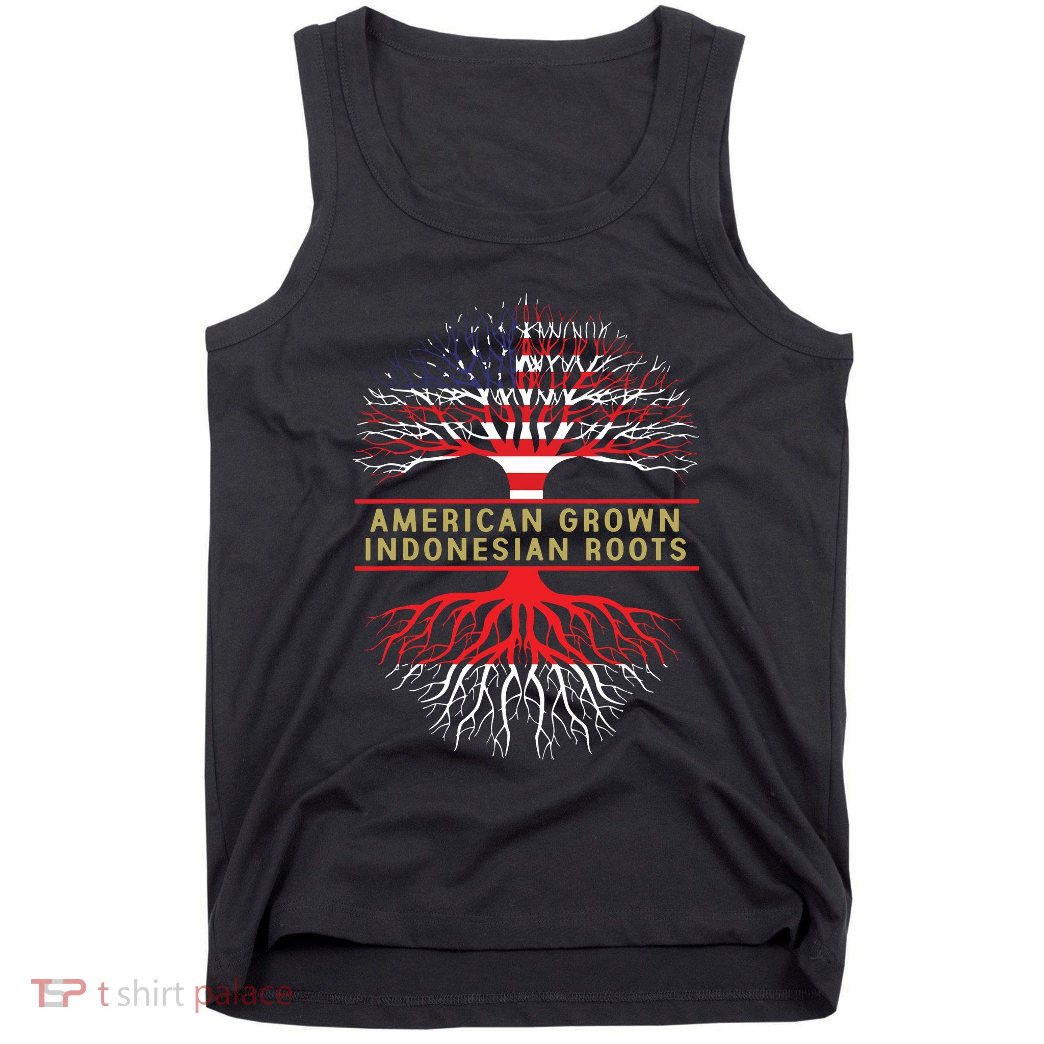 American Grown Indonesian Roots America Indonesia Tree Flag Tank Top