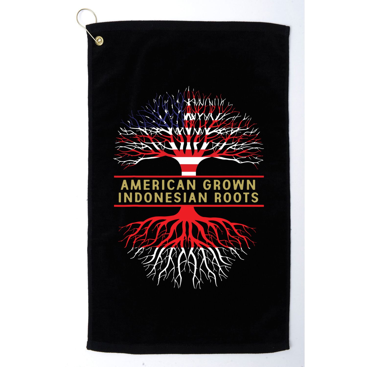American Grown Indonesian Roots America Indonesia Tree Flag Golf Towel