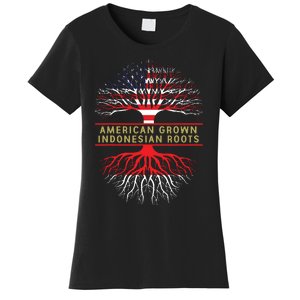 American Grown Indonesian Roots America Indonesia Tree Flag Women's T-Shirt