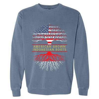 American Grown Indonesian Roots America Indonesia Tree Flag Garment-Dyed Sweatshirt