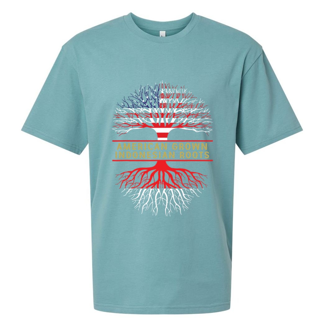 American Grown Indonesian Roots America Indonesia Tree Flag Sueded Cloud Jersey T-Shirt