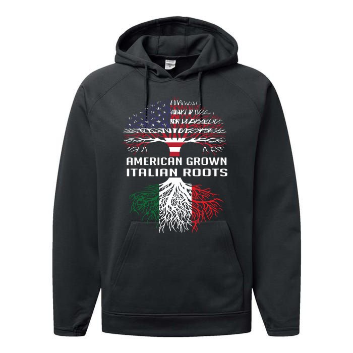 American Grown Italian Roots Italy Flag Proud Performance Fleece Hoodie