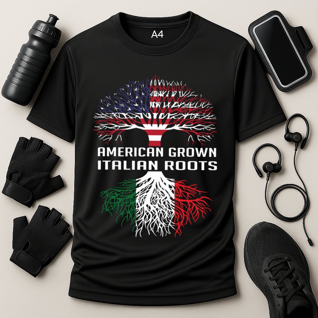 American Grown Italian Roots Italy Flag Proud Cooling Performance Crew T-Shirt