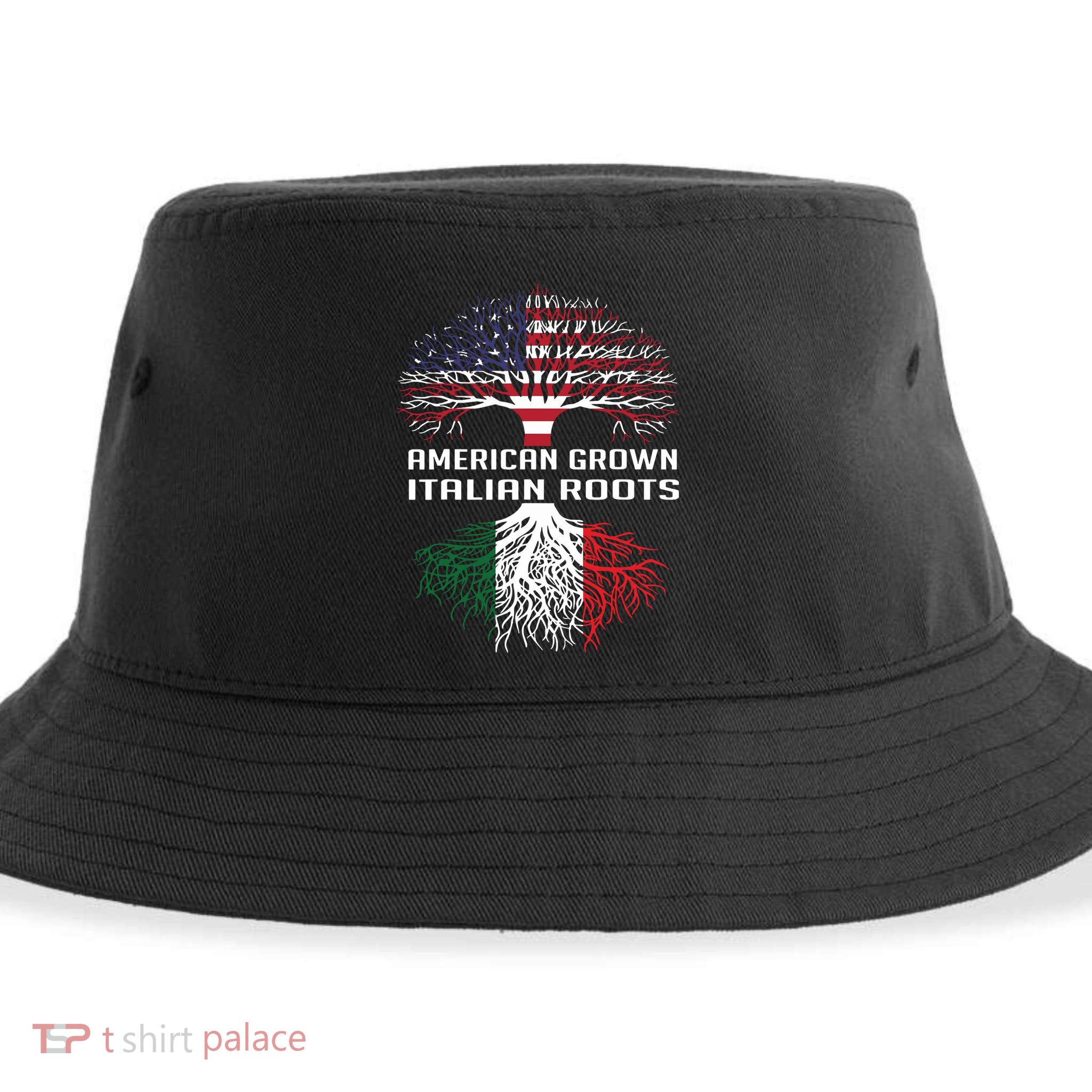 American Grown Italian Roots Italy Flag Proud Sustainable Bucket Hat