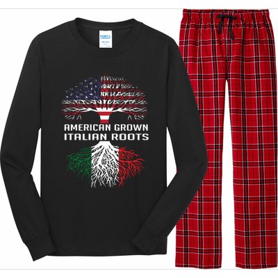 American Grown Italian Roots Italy Flag Proud Long Sleeve Pajama Set