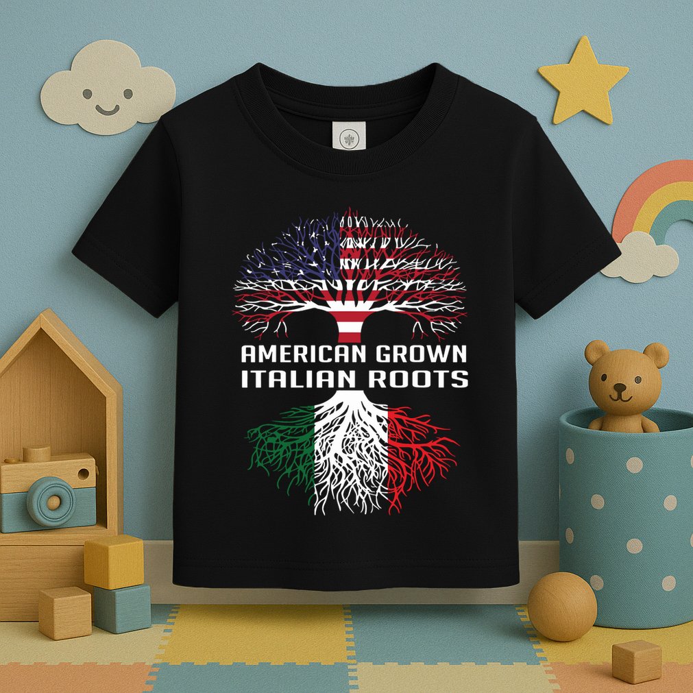 American Grown Italian Roots Italy Flag Proud Toddler T-Shirt