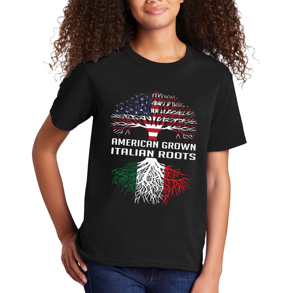 American Grown Italian Roots Italy Flag Proud Kids T-Shirt