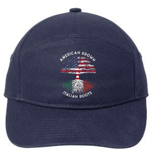 American Grown Italian Roots Family Tree Italy Flag Italian 7-Panel Snapback Hat