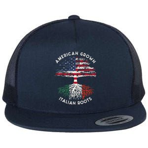 American Grown Italian Roots Family Tree Italy Flag Italian Flat Bill Trucker Hat