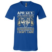 April Guy I Served I Sacrificed I Don't Regret Wolf Funny Gift V-Neck T-Shirt