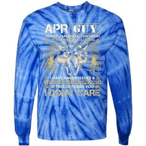 April Guy I Served I Sacrificed I Don't Regret Wolf Funny Gift Tie-Dye Long Sleeve Shirt