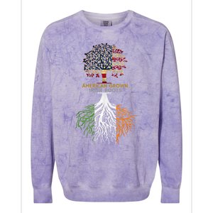 American Grown Irish Roots Ireland And Usa Flags Gift Colorblast Crewneck Sweatshirt