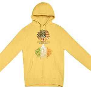 American Grown Irish Roots Ireland And Usa Flags Gift Premium Pullover Hoodie