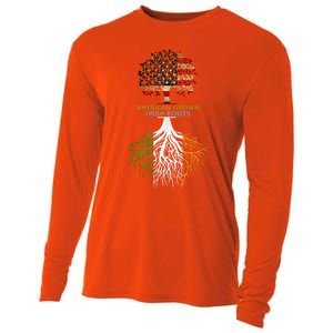 American Grown Irish Roots Ireland And Usa Flags Gift Cooling Performance Long Sleeve Crew