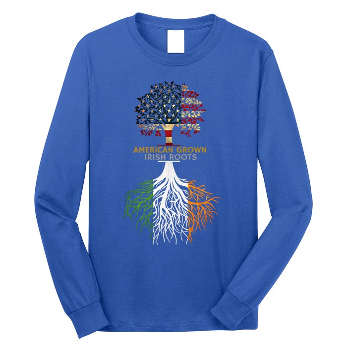 American Grown Irish Roots Ireland And Usa Flags Gift Long Sleeve Shirt