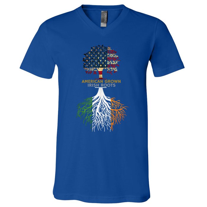 American Grown Irish Roots Ireland And Usa Flags Gift V-Neck T-Shirt