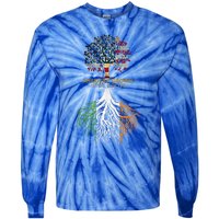 American Grown Irish Roots Ireland And Usa Flags Gift Tie-Dye Long Sleeve Shirt