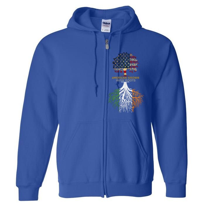 American Grown Irish Roots Ireland And Usa Flags Gift Full Zip Hoodie