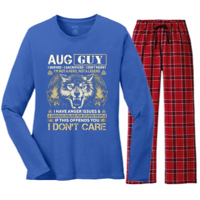 August Guy I Served I Sacrificed I Don't Regret Gift Women's Long Sleeve Flannel Pajama Set 