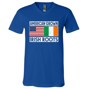 American Grown Irish Roots St Patricks Day Irish American Gift V-Neck T-Shirt