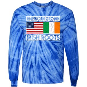 American Grown Irish Roots St Patricks Day Irish American Gift Tie-Dye Long Sleeve Shirt