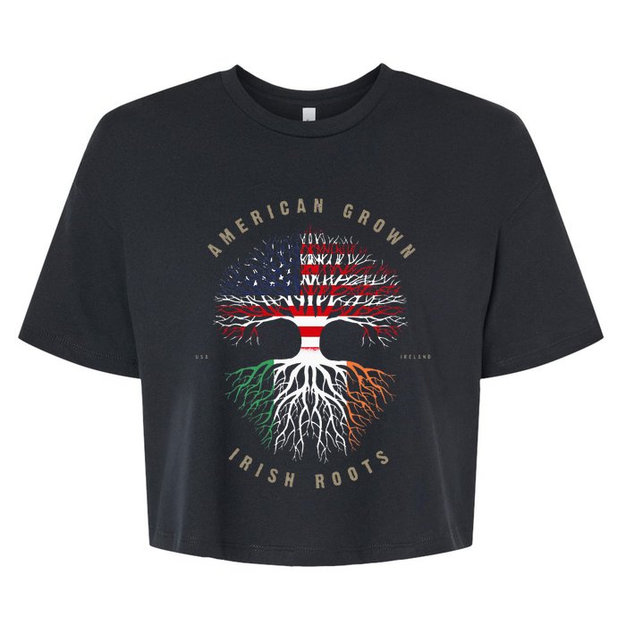 American Grown Irish Roots Ireland Flag Bella+Canvas Jersey Crop Tee